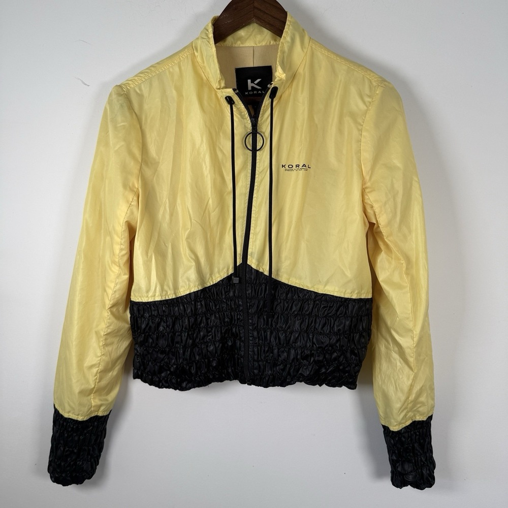 Moral Windbreaker Jacket Women's Small Yellow Black Full Zip Luxe Performance